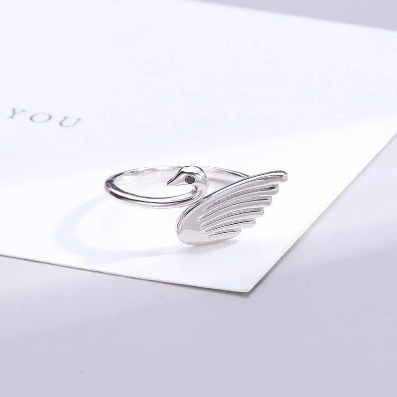Простое модное элегантное женское Открытое кольцо в виде лебедя повседневное