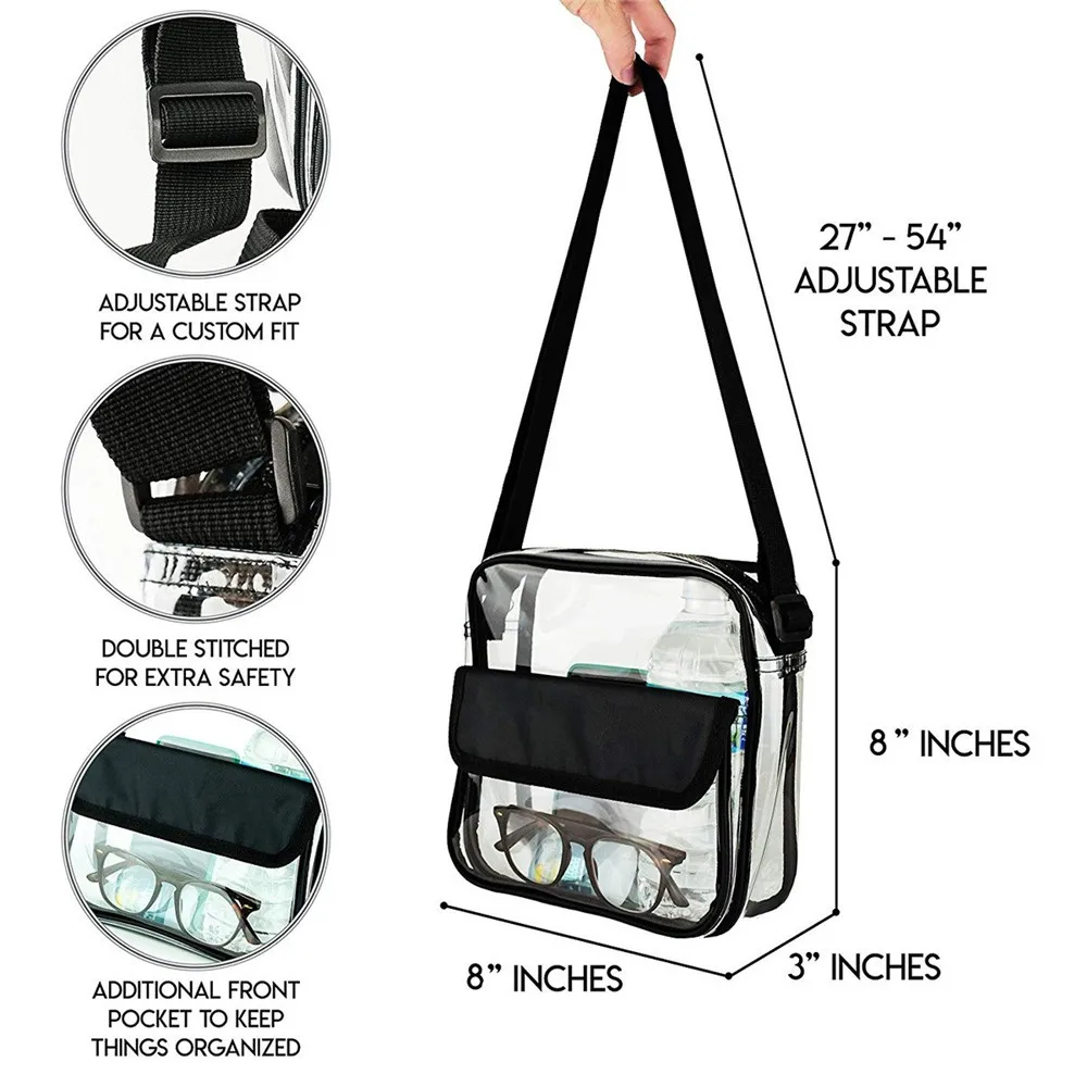 Clear Plastic Tote Bag Women Transparent Pvc Waterproof Crossbody Handbag Shoulder Bag Women Girl's Zip Purse Stadium Security images - 6