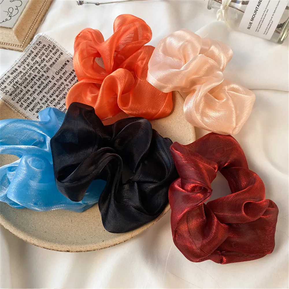 1 шт. Женские однотонные прозрачные Сатиновые резинки для волос резинка