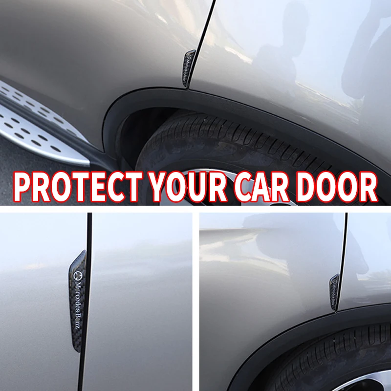 

Car Door Guards Sticker Strip All Car Real Carbon Fiber Auto Side Door Crash Bar Edge Protection Buffer Trim Protector Car Logo