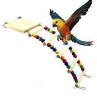 colorful pet bird toy for parrots cage climbing ladder platform natural wodd parrot swing for hanging hammock for parakeets