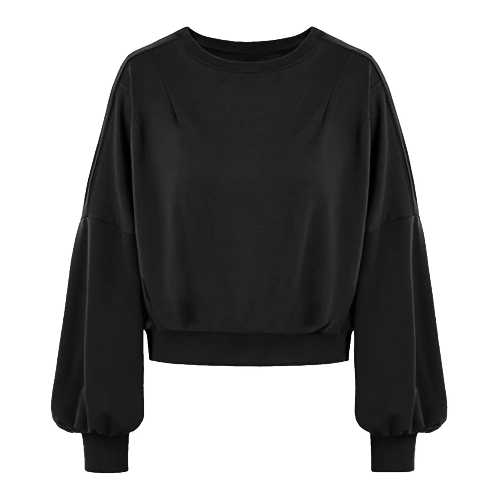 

Однотонные толстовки с рукавом-фонариком, Женская Повседневная Свободная Женская блузка с круглым вырезом и принтом, Простые Топы для отды...