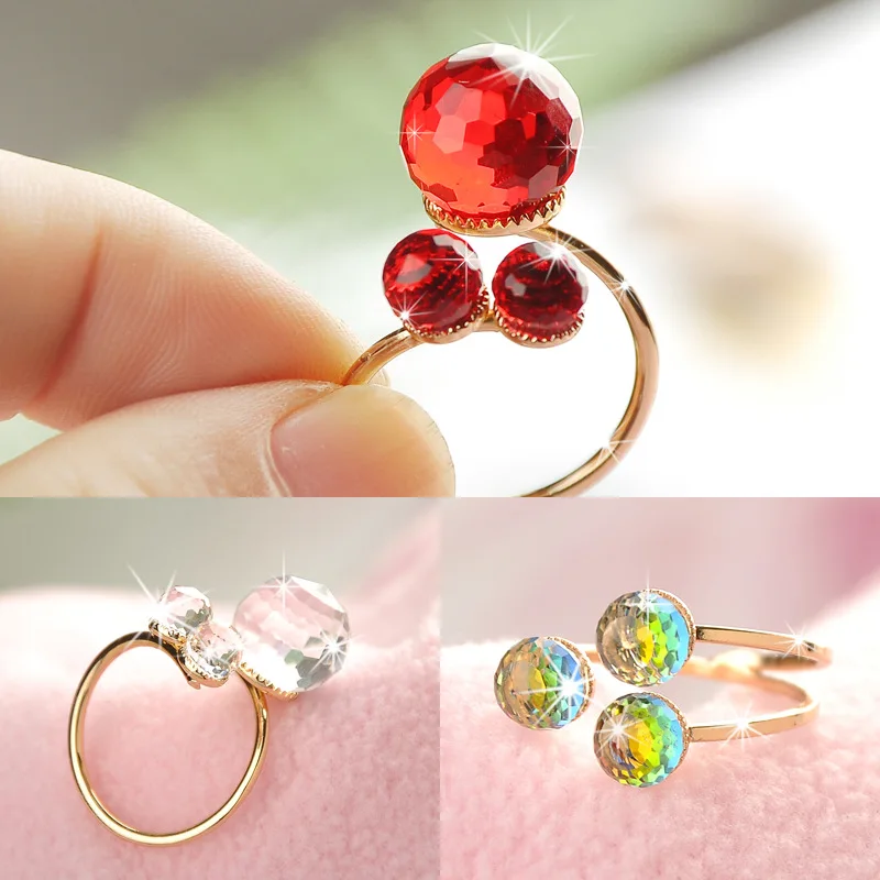 

Luxury Index Finger Ring Women Ring Tide Tail Opening Adjustable Joint Finger Large Crystal Ball Personality INS Jewelry