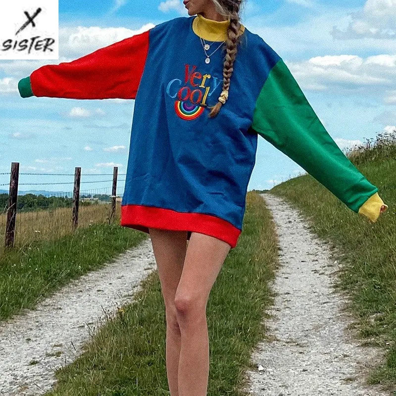 

Женский Универсальный пуловер с Вышивкой Букв, свободный свитер с круглым вырезом и длинным рукавом, 2021