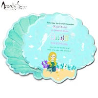 mermaid theme shell invitation card party supplies sea animals event birthday party decorations custom made personalized