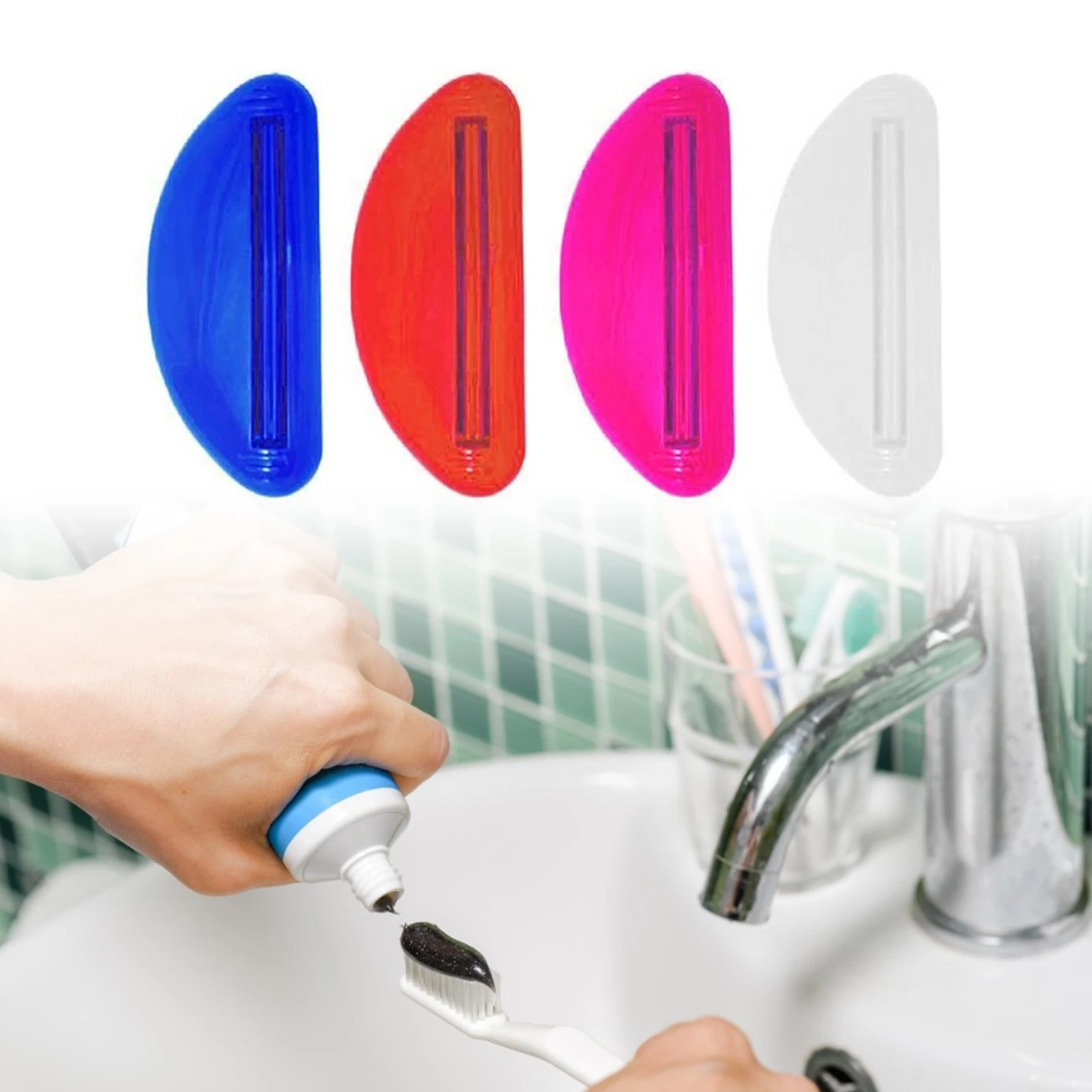 

Plastic Tube Squeezer Dispenser Hand Free Squeeze Dispenser Random Portable Rolling Toothpaste Squeezer Bathroom Tool Oral Care