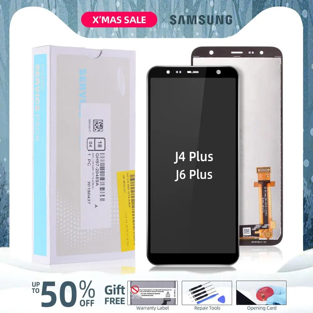 Тачскрин Дисплей для SAMSUNG Galaxy J4 Plus J6 Plus экран в сборе с тачскрином J4+ J415F J415 J410 J6+ J615 J615 J610
