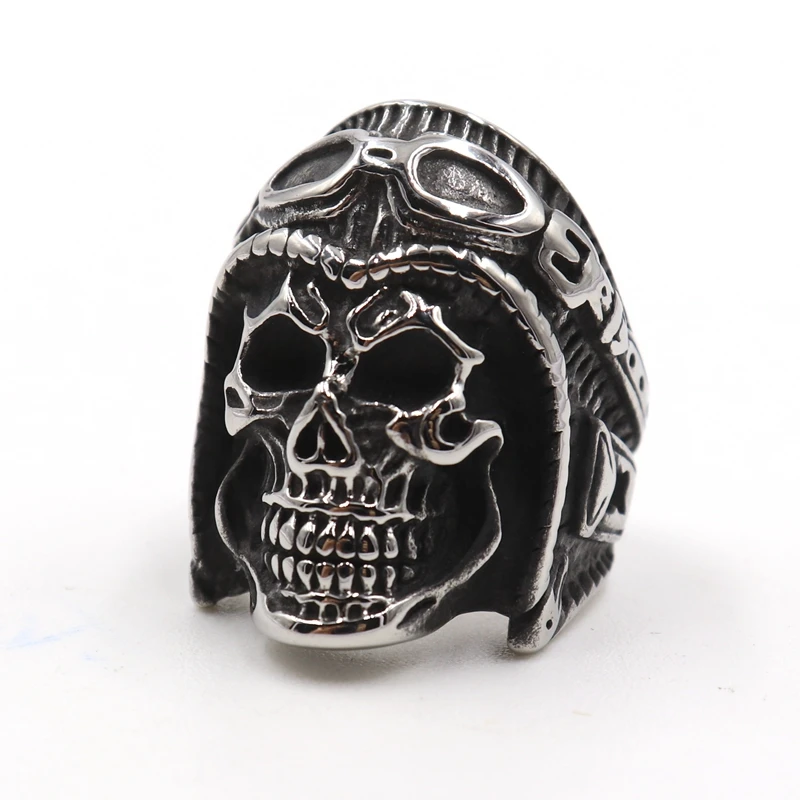 Крутые мужские кольца с бородатыми усами черепом 316L из нержавеющей стали Панк