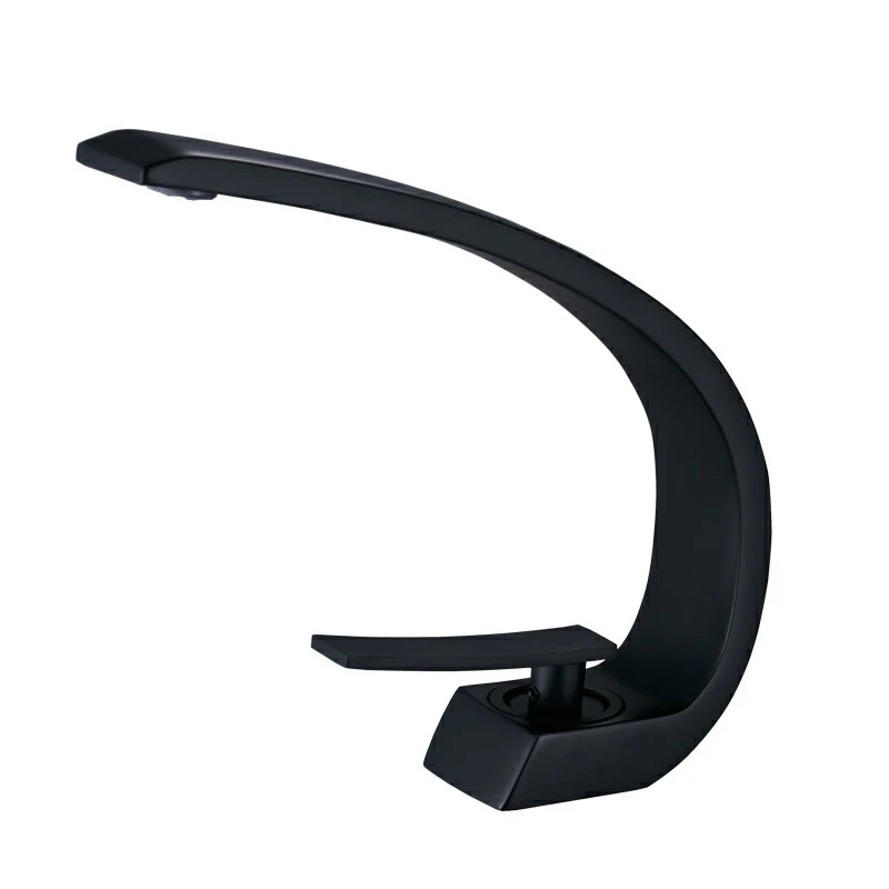 Смеситель для умывальника латунный кран горячей и холодной воды черный