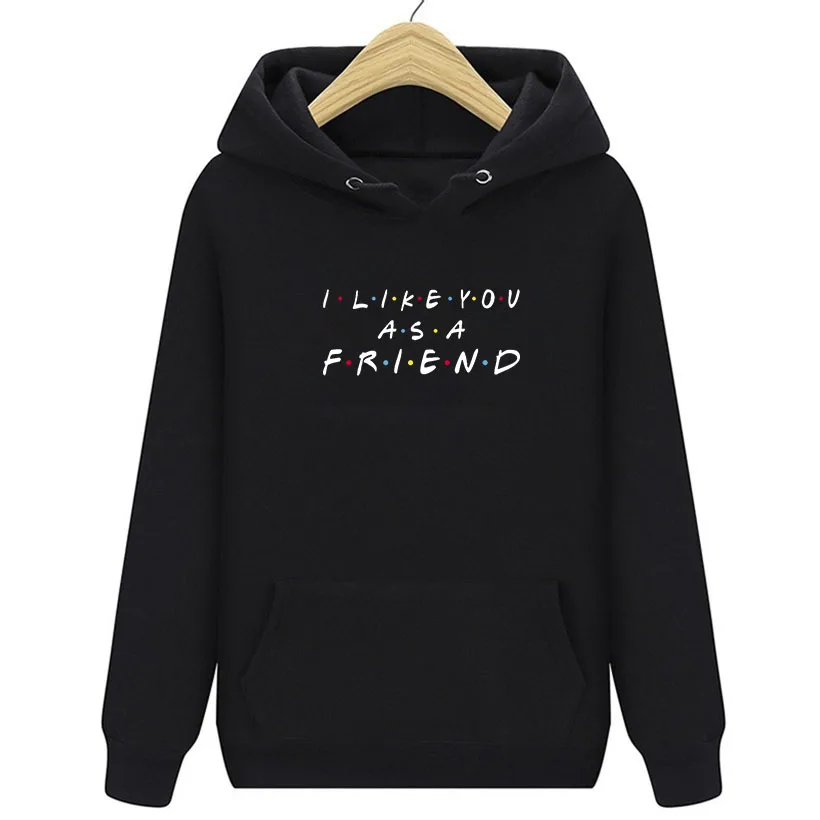 

Tops Women's Clothing Black FRIENDS Printing Oversized Gothic Harajuku Hoodies Streetwear Sweatshirts Casual Unisex