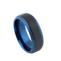 wholesale bicolor black blue male jewelry tungsten carbide rings for men