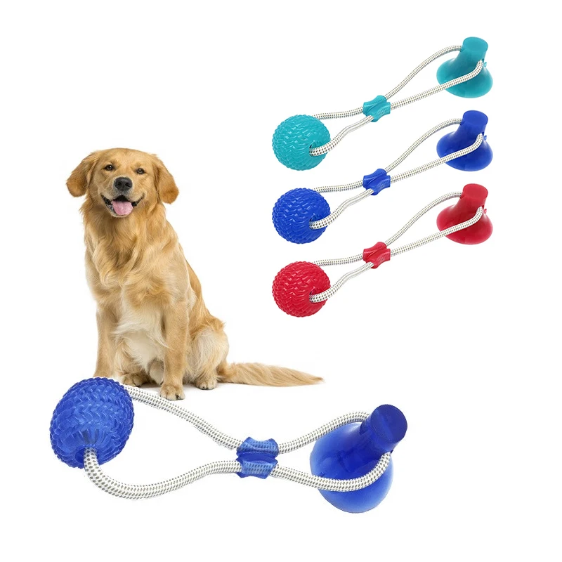

Интерактивная забавная игрушка для питомцев с присоской, игрушка для собак с шариком TPR, чистка зубов, жевание, игра, IQ Treat ball, игрушки для щен...