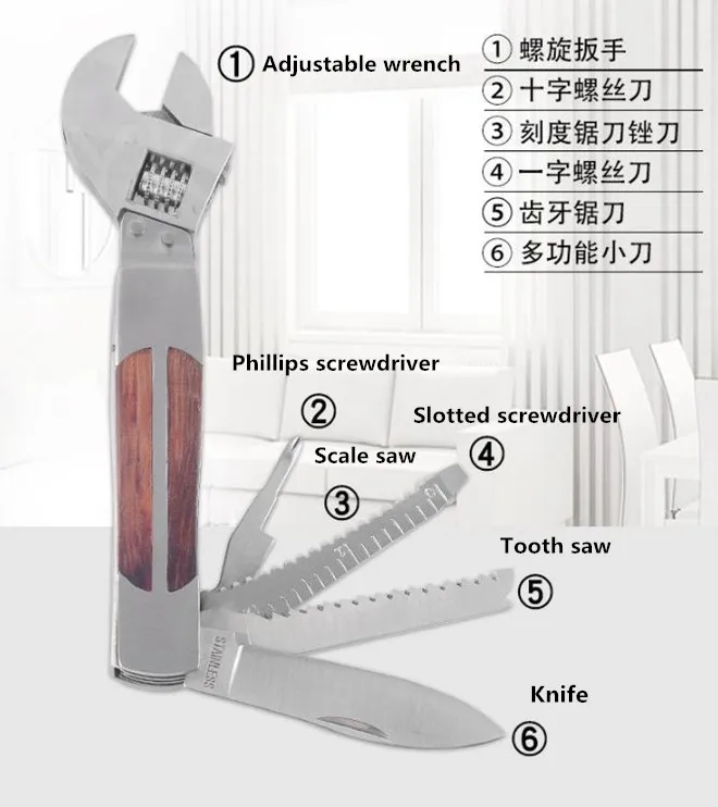 XLTOWN Multi-function wrench screwdriver tool combination folding knife file opener household gadget combinatio | Инструменты