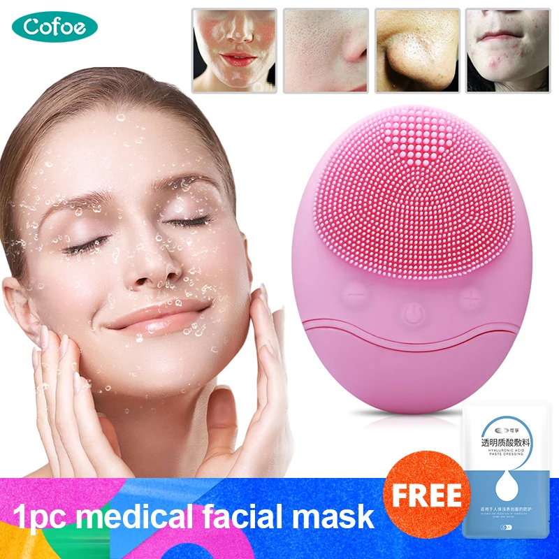 

Cofoe Waterproof Electric Silicone Face Cleansing Instrument Ultrasonic Vibration Face Washing Brush Clean Pores &Facial Massage