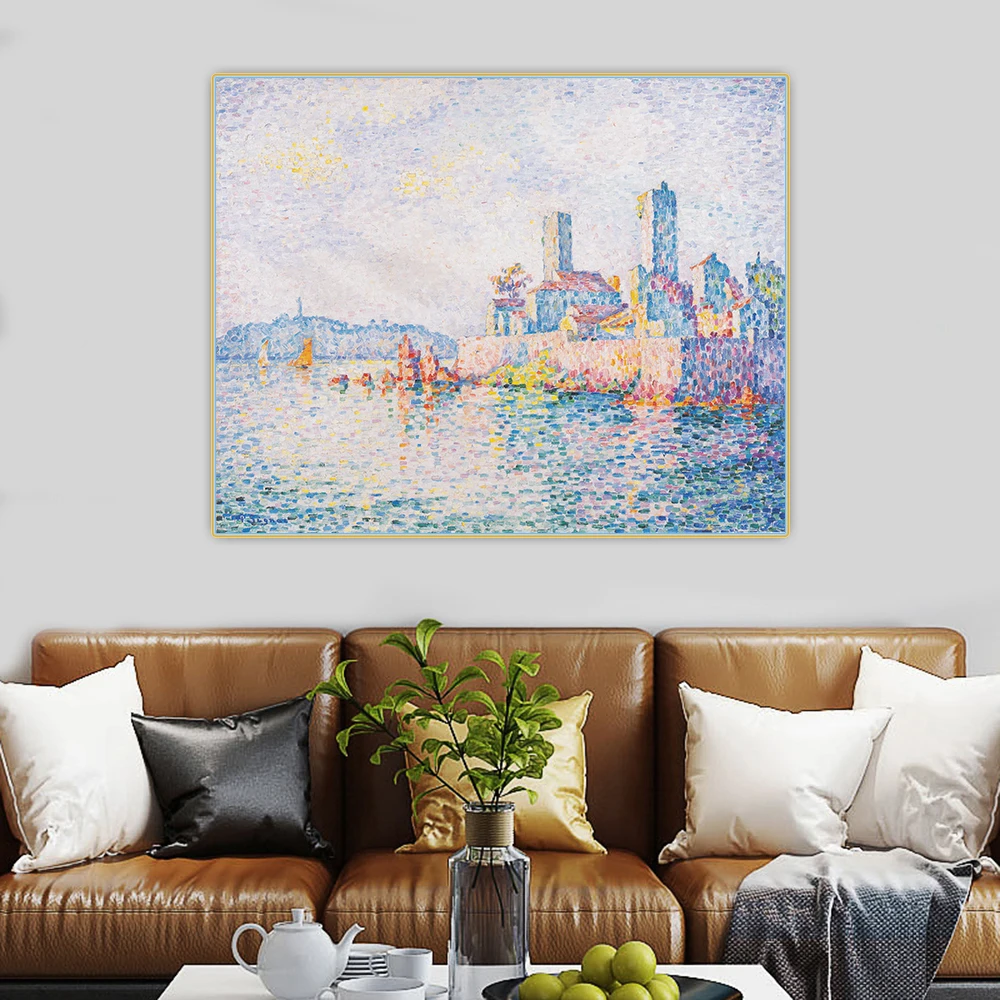 

Citon Paul Signac《Antibes, the towers》Pointillism Canvas Oil Painting Art Poster Picture Wall Decor Home Living room Decoration