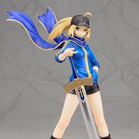 23cm fatestay night saber anime action figure stand posture beautiful girl in blue hand knife pvc collection model doll toy gift