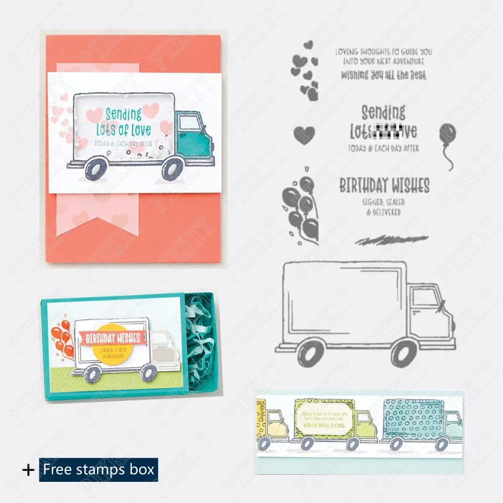 

Truck Clear Silicone Metal Cutting Dies & Stamps Scrapbook Diary Decoration Embossing Template DIY Greeting Card Handmade
