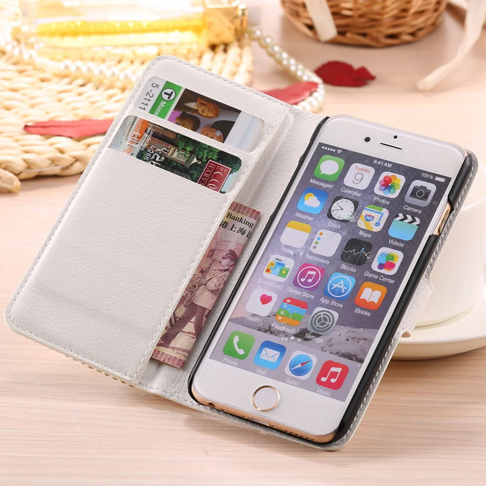 Роскошный кожаный флип чехол с кристаллами и стразами для iPhone 11 Pro X XS MAX XR 5 5G 5S SE 6 6S