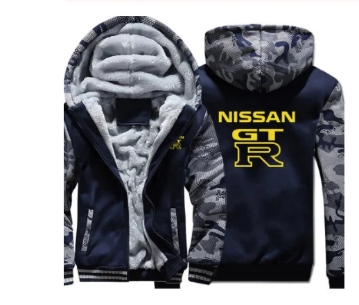 Зимние теплые толстовки новые мужские с длинным рукавом Nissan GTR Толстовка