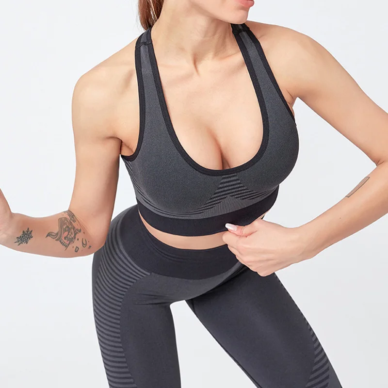 Женский бесшовный набор для занятий йогой спортивные костюмы в тренажерном зале