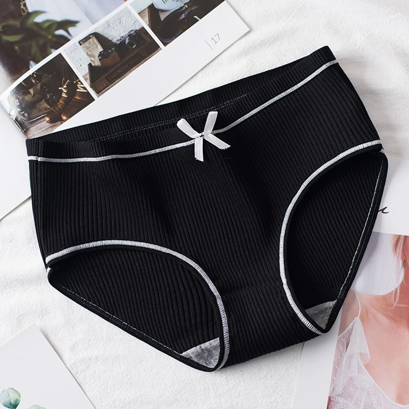 

M-XL Brief Solid color Intimates pants Women cotton Panties Sexy Low Waist Lingerie Threaded Breathable Panties String Underwear
