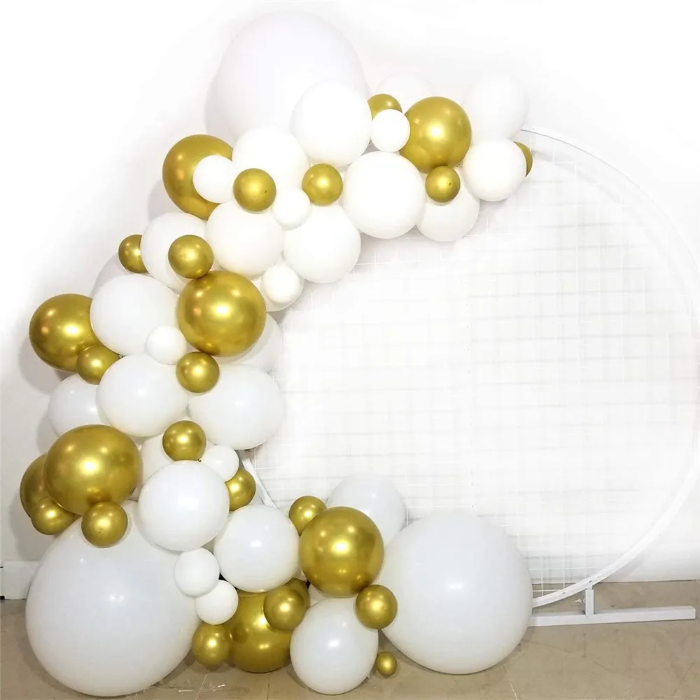 

85 штук бело-золотые Шар Комплект гирлянды набор для того, чтобы быть Свадебный букет невесты из бисера для воздушных шаров арки Свадебные ук...