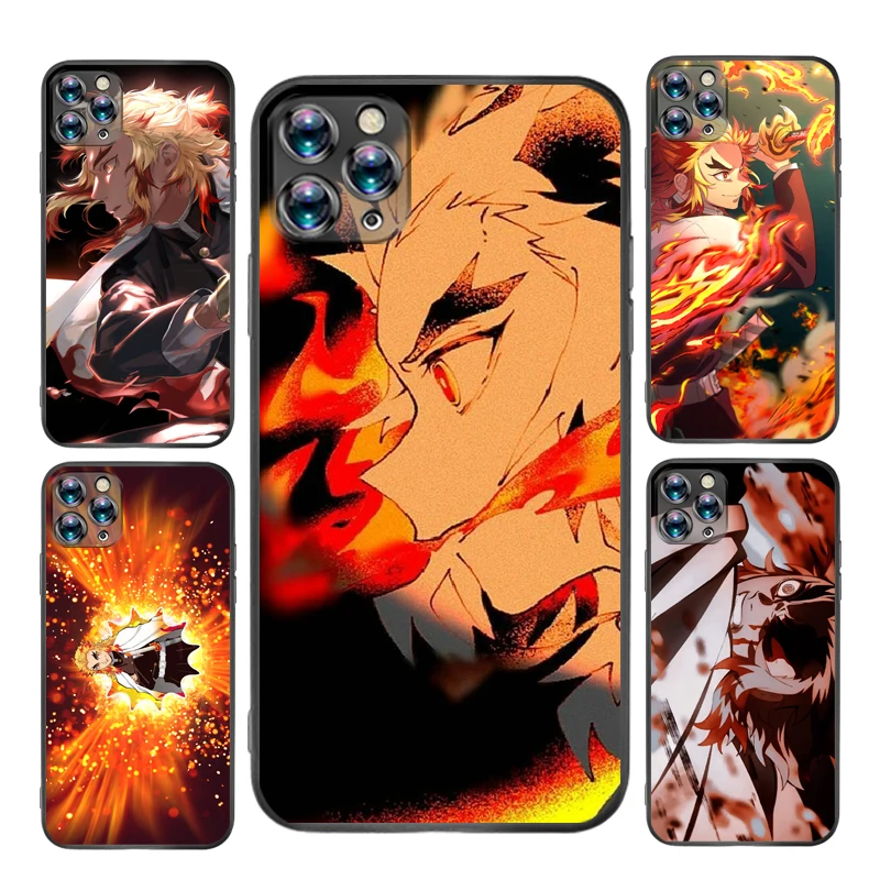 

Demon Slayer Rengoku Kyoujurou Phone Case For iPhone X XS XR MAX Soft Coque Cellphone Mobilephone Full Protection Kawaii