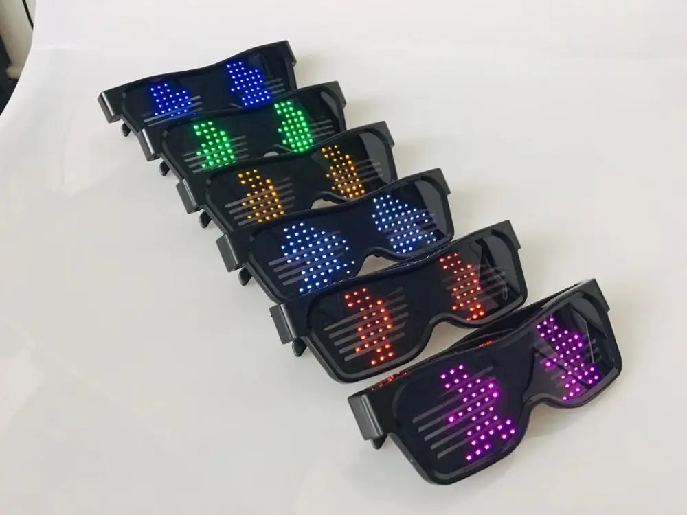 Волшебные Bluetooth светодиодные очки для вечеринок, управление через приложение, светящиеся очки, зарядка через USB, управление через приложение «сделай сам», многоязычная быстрая светодиодная вспышка