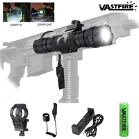 300 yards 1000lm zoomable led flashlight gun lamp aluminum alloy hunting weapon lightrifle scope mountswitchbatterycharger