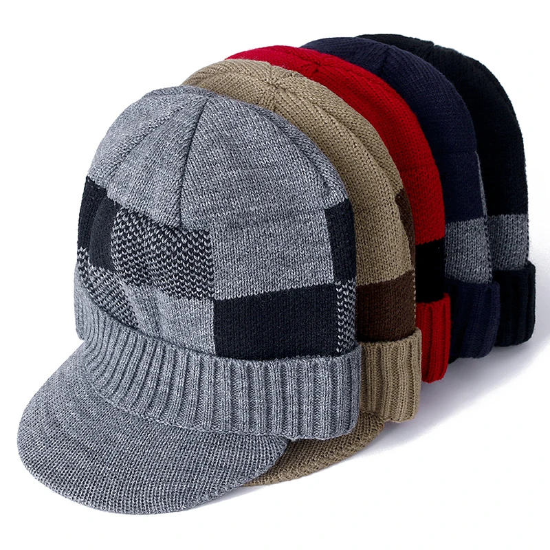 Высококачественные хлопковые зимние шапки с меховыми полями Skullies Beanies, шапка для мужчин и женщин, шерстяные шапки, маска Gorras Bonnet, вязаная шапка