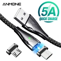 anmone 5a type c magnetic cable micro usb magnet phone cable zinc super fast charging type c for redmi lg moto charge cord 1m 2m