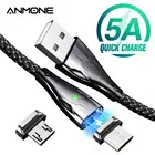 Магнитный кабель ANMONE 5A Type C, магнит, кабель Micro USB для телефона, Цинковый, Сверхбыстрая зарядка Type-C для Redmi, LG, Moto, зарядный шнур 1 м, 2 м