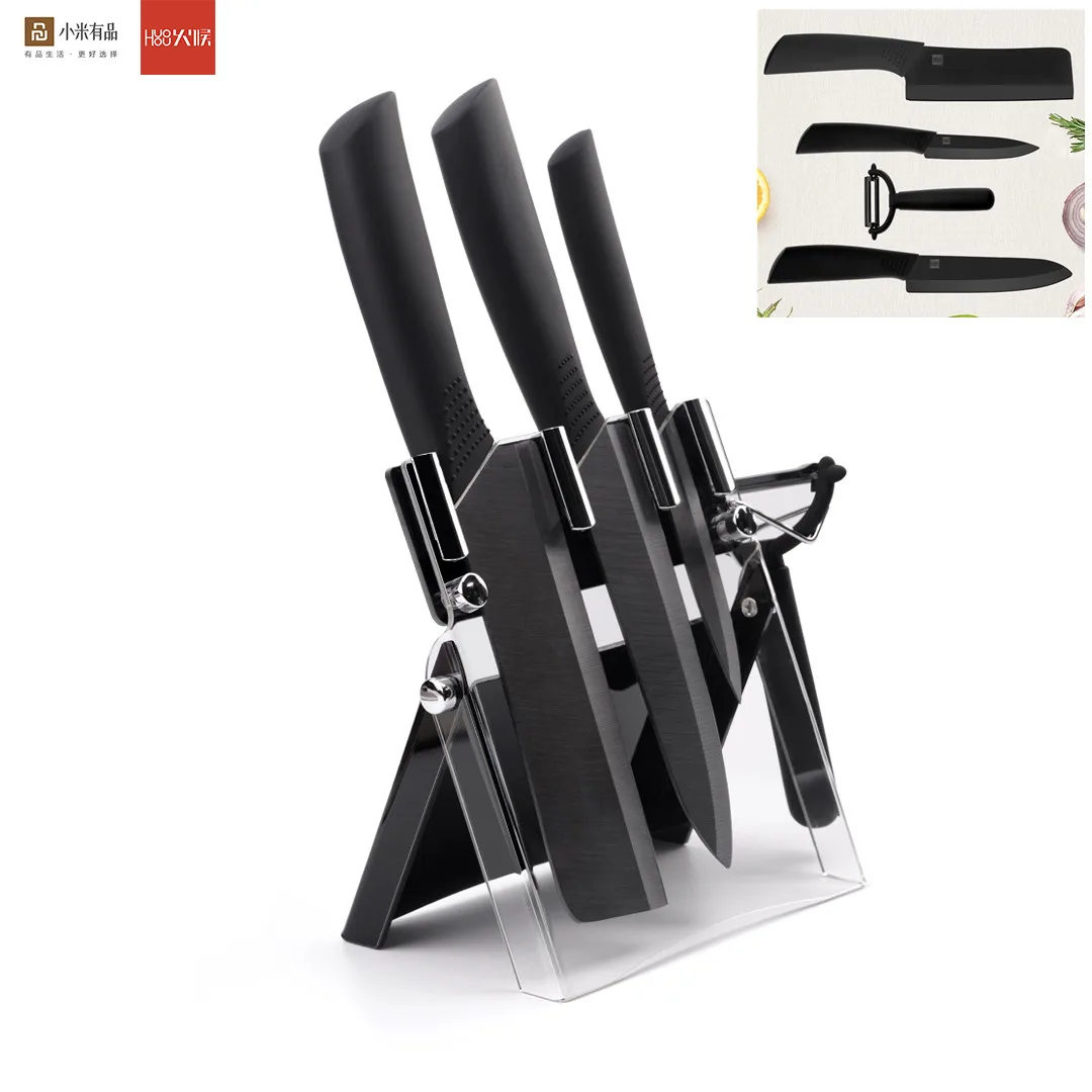 Набор кухонных ножей HuoHou из нано керамики 5 шт. нож с держателем для 4 6 8 дюймов
