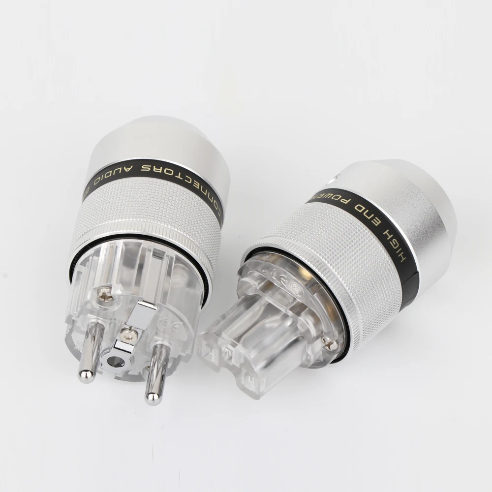 Одна пара разъемов питания ER(T) CR(T) Schuko с родиевым покрытием + штепсельная вилка IEC