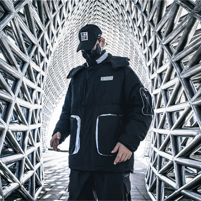 

11 BYBB'S DARK Mens Winter Jackets Coat Streetwear Casual Cargo Parkas Tactics Function Hoody Coat Multi-pocket Warm Male WB021