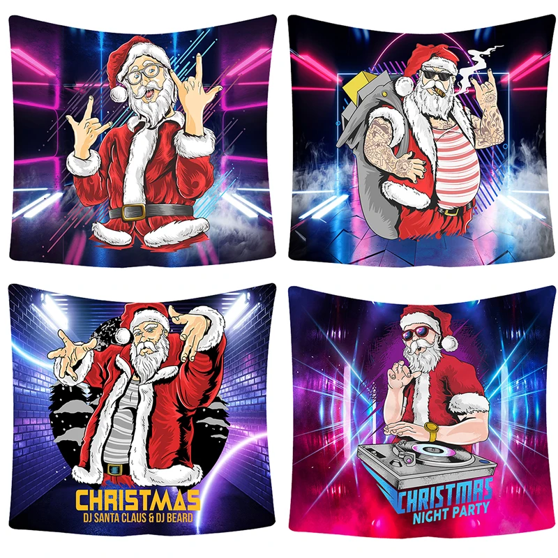 1 шт. Забавный Рождественский гобелен крутой DJ Дед Мороз настенный для