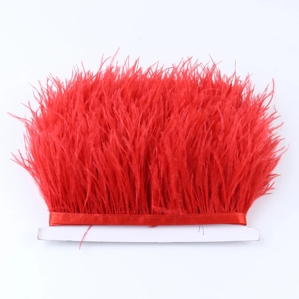 

2021 NEW Multicolor Real Ostrich feather Trims Ribbon 8-10cm White Ostrich for Dress Clothing Decoration Sewing feathers Crafts