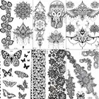 FANRUI слон Ганеш черная хна Временная тату-наклейка, кружевные цепочки, поддельные татуировки бабочки, боди-арт, татуировка на руку, сделай сам