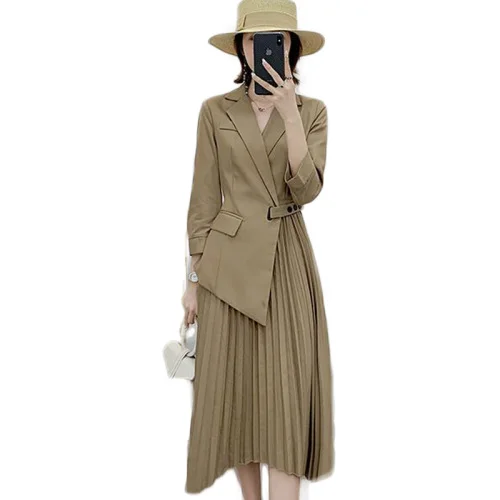 

Korean 2019 New Autumn High Waist Vestidos Brief Fashion Casual Dress A-line Plus Size Turn-down Collar Irregular Dresses