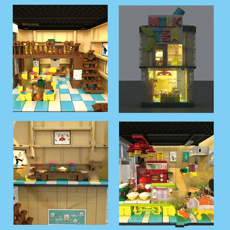 

Creative Glass Milk Tea Shop Coffee House Street View Series SY5209 Building Blocks Bricks Christmas Gifts for Kids 1721 PCS