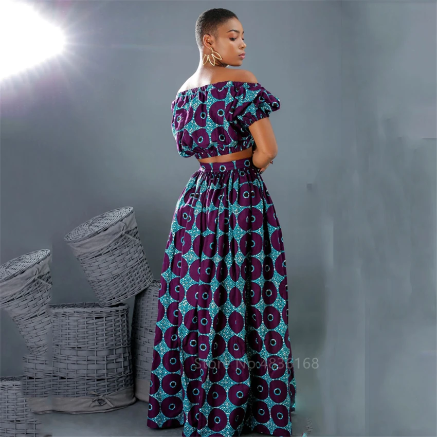 Мода 2021 женские туфли в африканском стиле Dashiki печати топ широкие штаны комплект