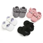 2020 детская одежда для первых шагов детская обувь новорожденная коляска для новорожденного девочки принцесса Мокасины бант однотонная мягкая обувь Детские ботиночки