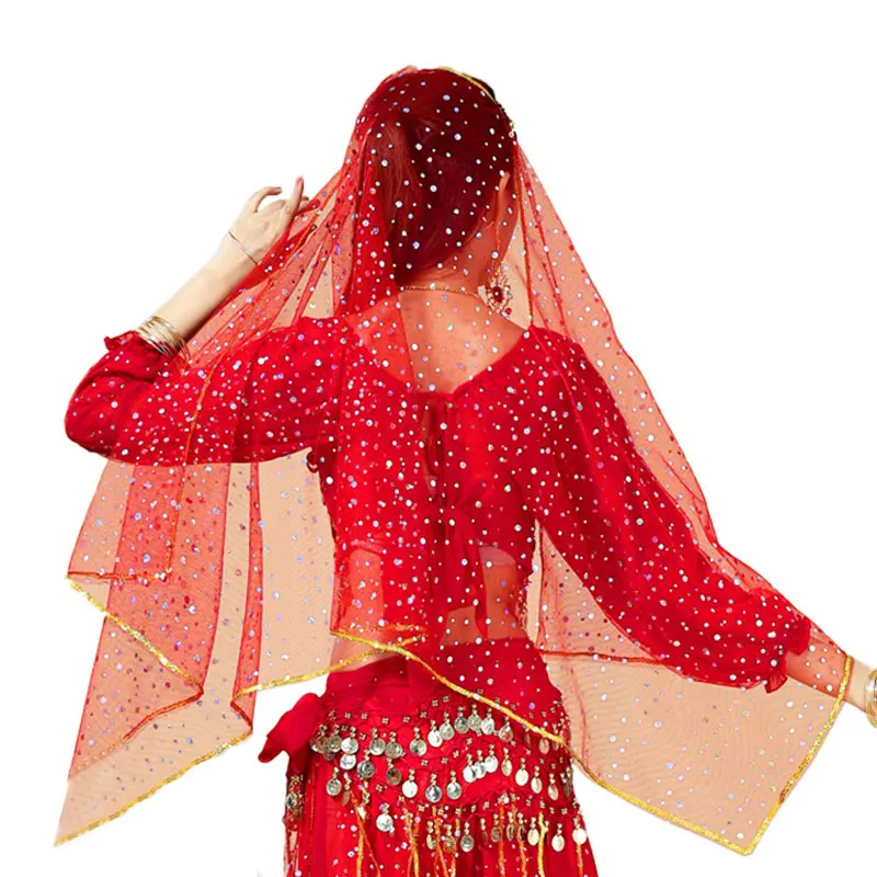 

Women Belly Dance Carf Gold Coins+Bright Spot Veil Girls Belly Dance Head Carf Dance Accessories