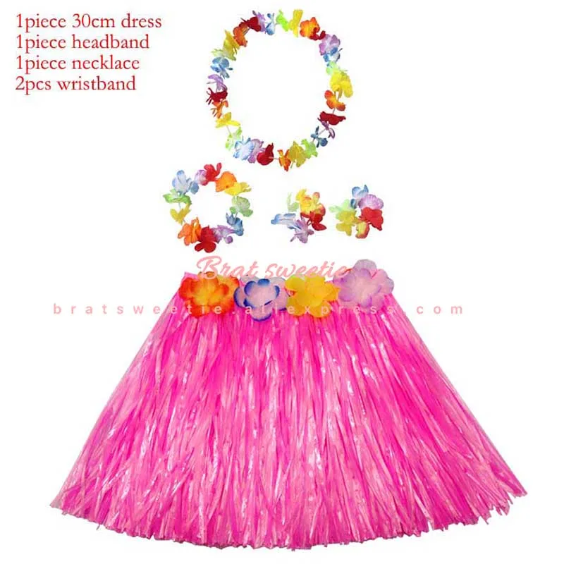 30cm pink set Гавайские вечерние ожерелья с гавайским ожерельем, платье, юбка для стола, гирлянда с фламинго для девочек, аксессуары для дня рождения - Цвет: 30cm pink set