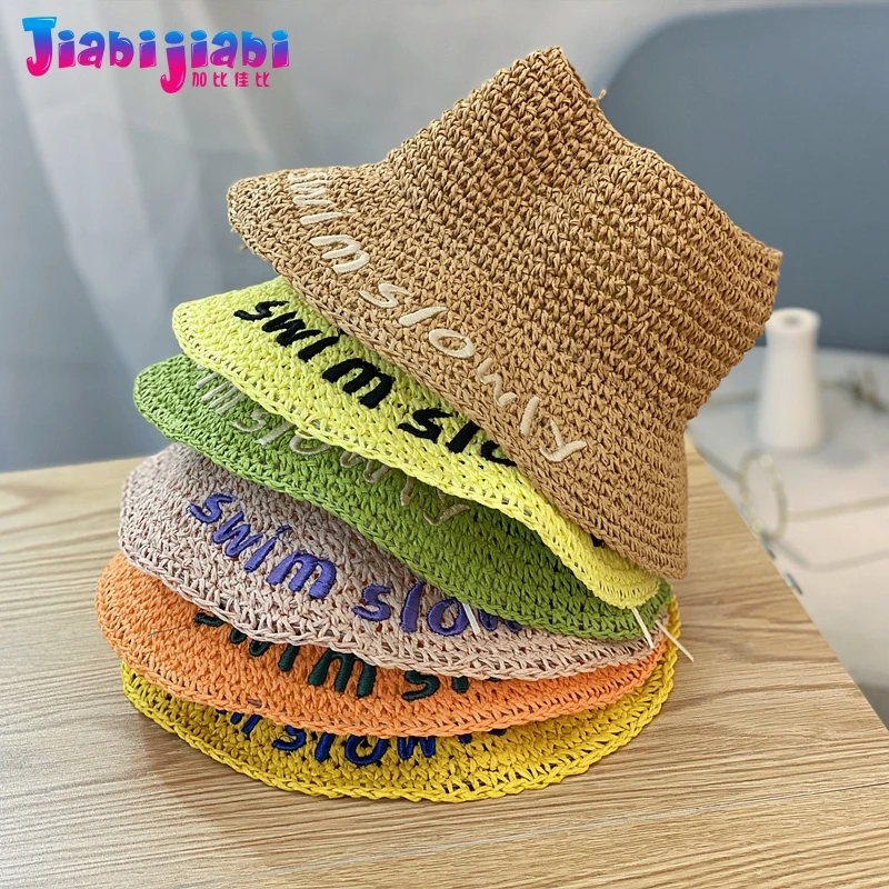 Летняя соломенная шляпа для детей Панама мальчиков и девочек с УФ-защитой от