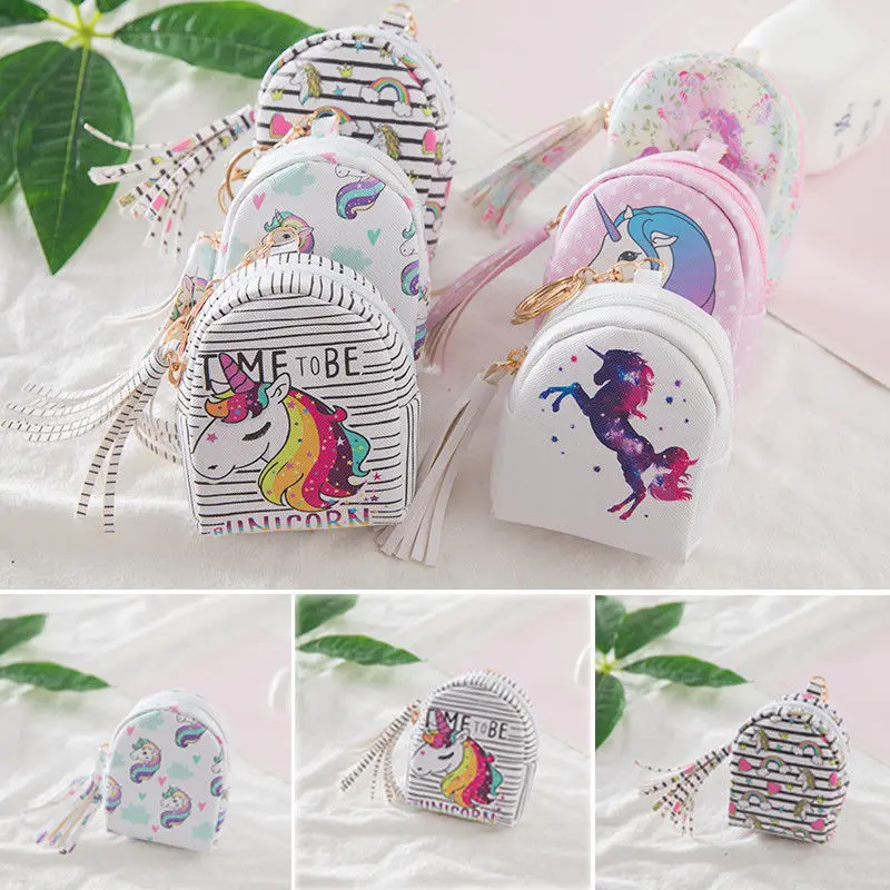 Новый модный мультяшный мини кошелек для монет с единорогом карт сумка ключей