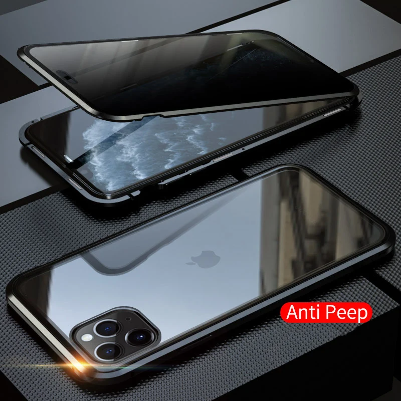 Защищающий от подсматривания магнитной адсорбции чехол для iphone 11 Pro Max Магнит двухсторонняя, для стекла чехол для iphone 11 обложки iphone 11 корпус под плетенную сумку