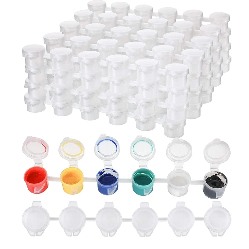 

24 Strips Empty Paint Strips Paint Cup Pots Clear Storage Containers Painting Arts Crafts Supplies 144 Pots in Total
