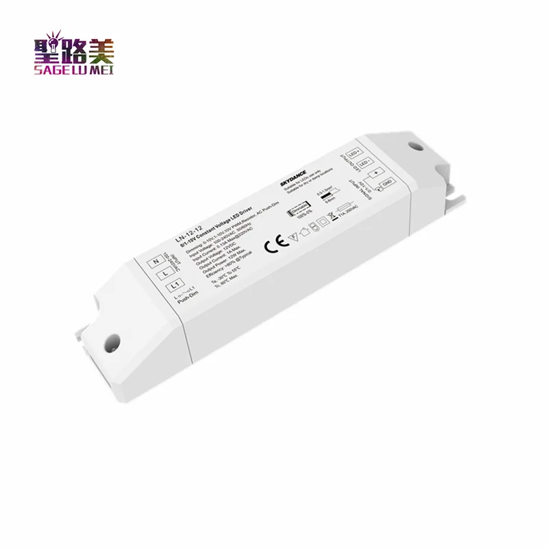 

LN-12-12 12V 12W 0/1-10V светодиодный драйвер постоянного напряжения с нажимом-тусклый ШИМ Вход AC110-240V 50/60HZ для одноцветной светодиодной ленты 5050