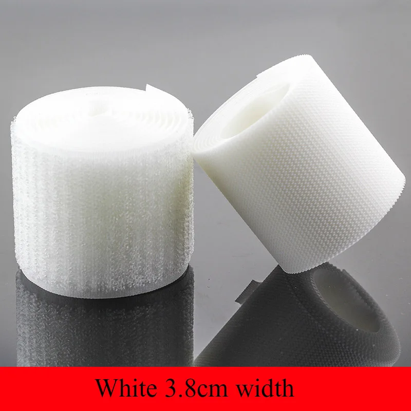 White 3.8cm 1 м супер гладкая крепежная лента назад к спине крепкие крючки и петли кабельные стяжки занавес застежка velcros - Цвет: White 3.8cm